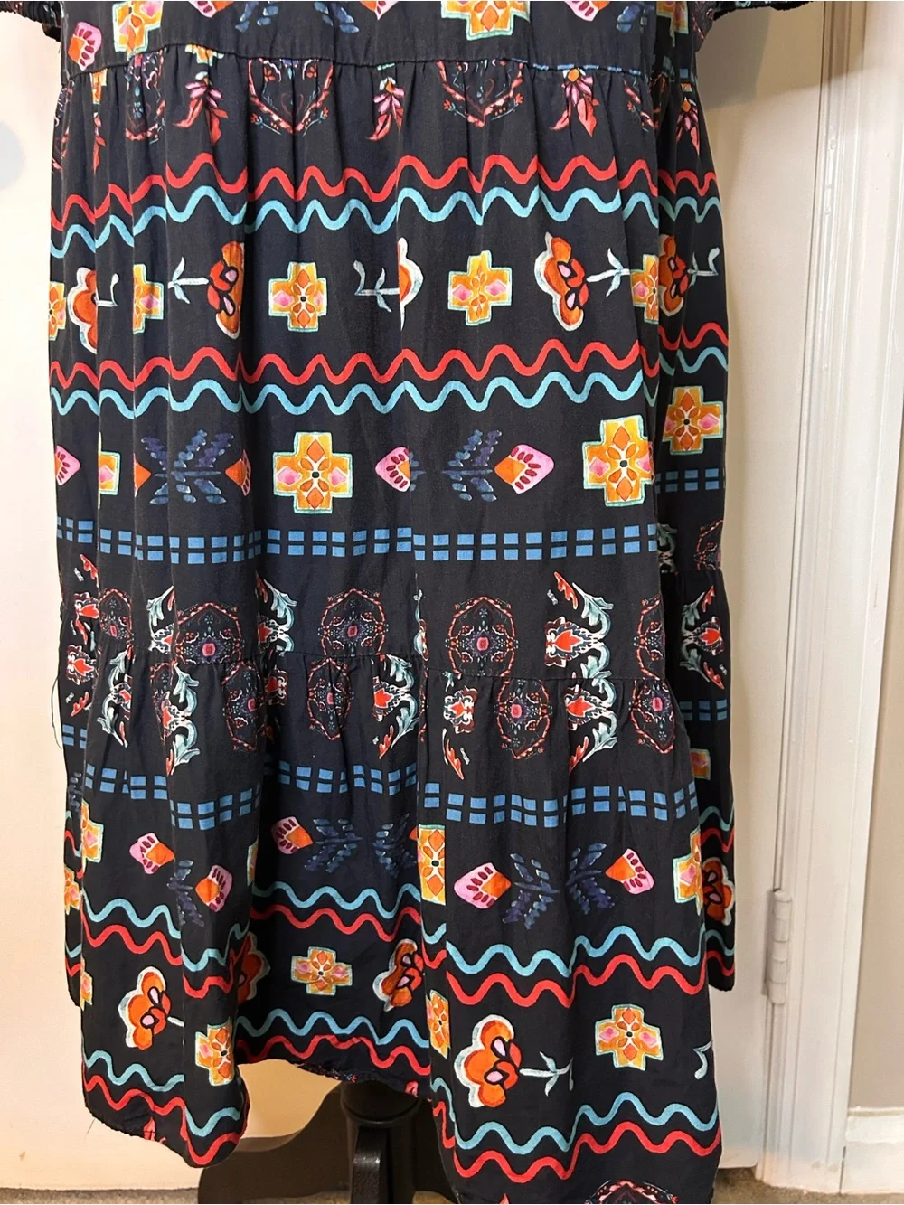 NEVER FULLY DRESSED WRAP DRESS WITH MULTICOLORED PATTERN SIZE 6